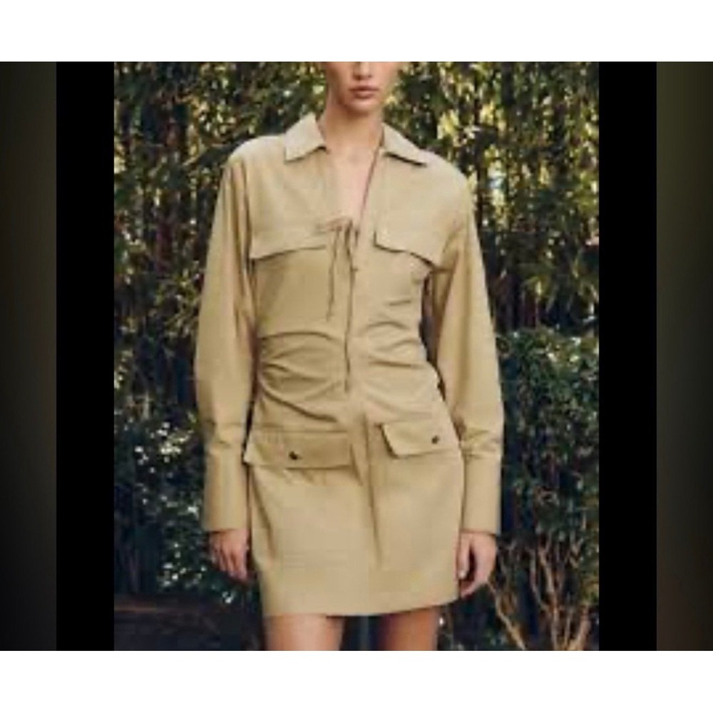 Zara nude pocket mini dress long sleeve NWT M